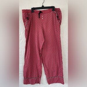 Victoria's Secret, 100% cotton Red Pajama Pants W/ Ribbon Bows Hankie Pattern; L
